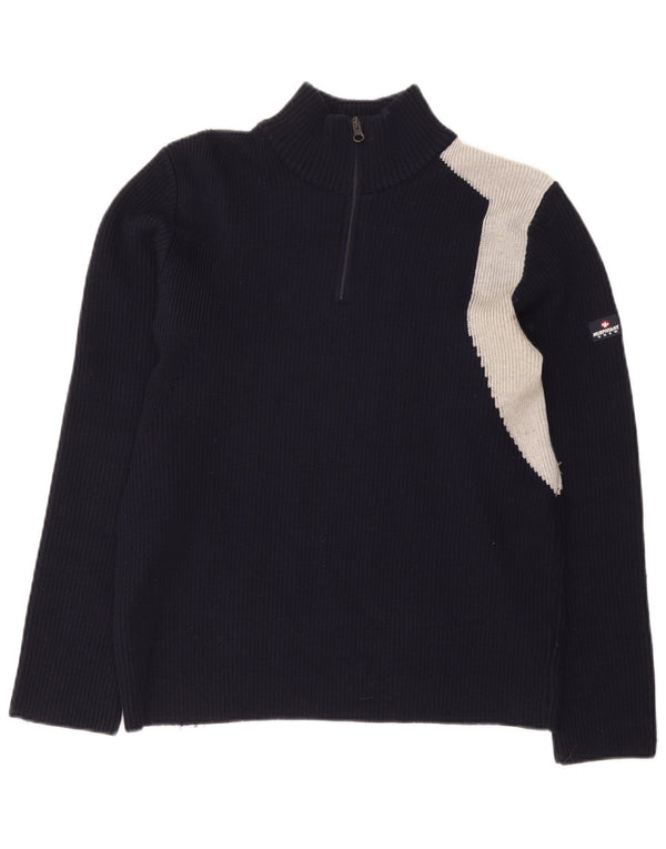 Murphy & Nye Suéter masculino com gola e zíper, pequeno, azul marinho, lã colorblock