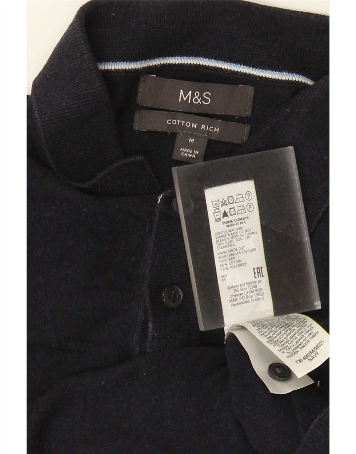 Camisa pólo masculina Marks & Spencer médio algodão azul marinho