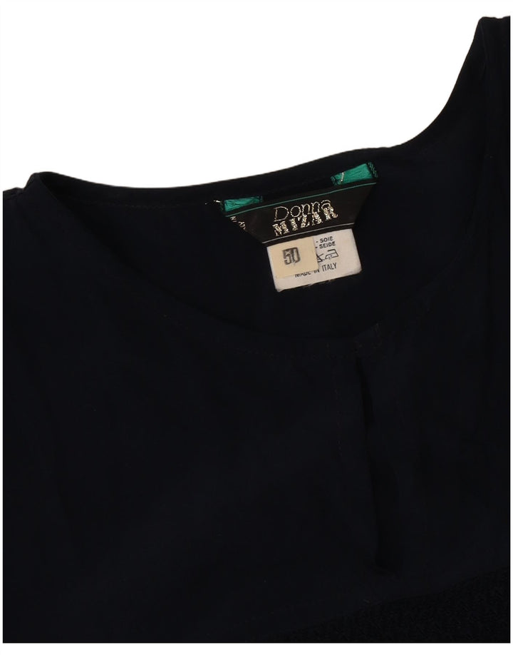 Blusa feminina Donna Mizar Top IT 50 XL azul marinho seda