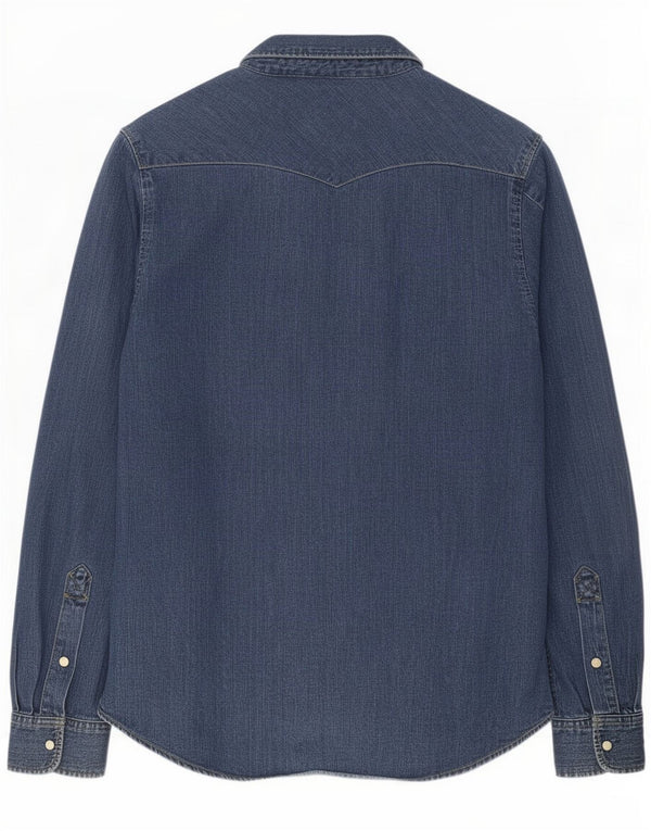 Camisa jeans masculina Lee algodão azul médio