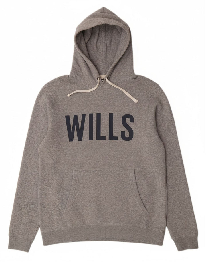 JACK WILLS Suéter masculino com capuz gráfico grande algodão cinza
