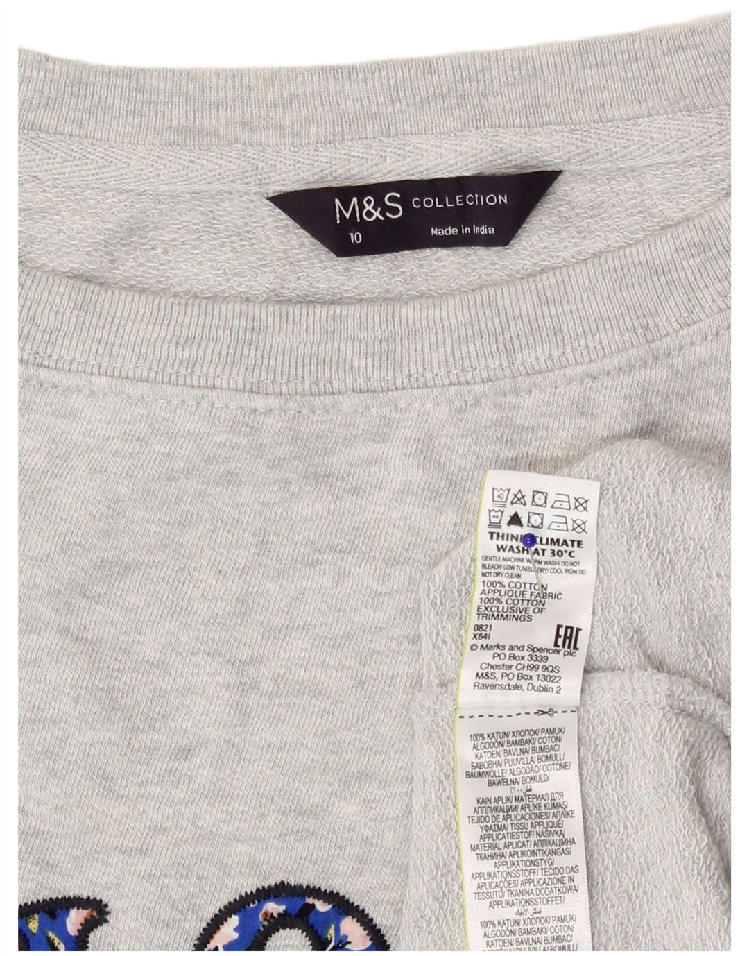 Suéter gráfico feminino Marks & Spencer Reino Unido 10 pequeno cinza manchado
