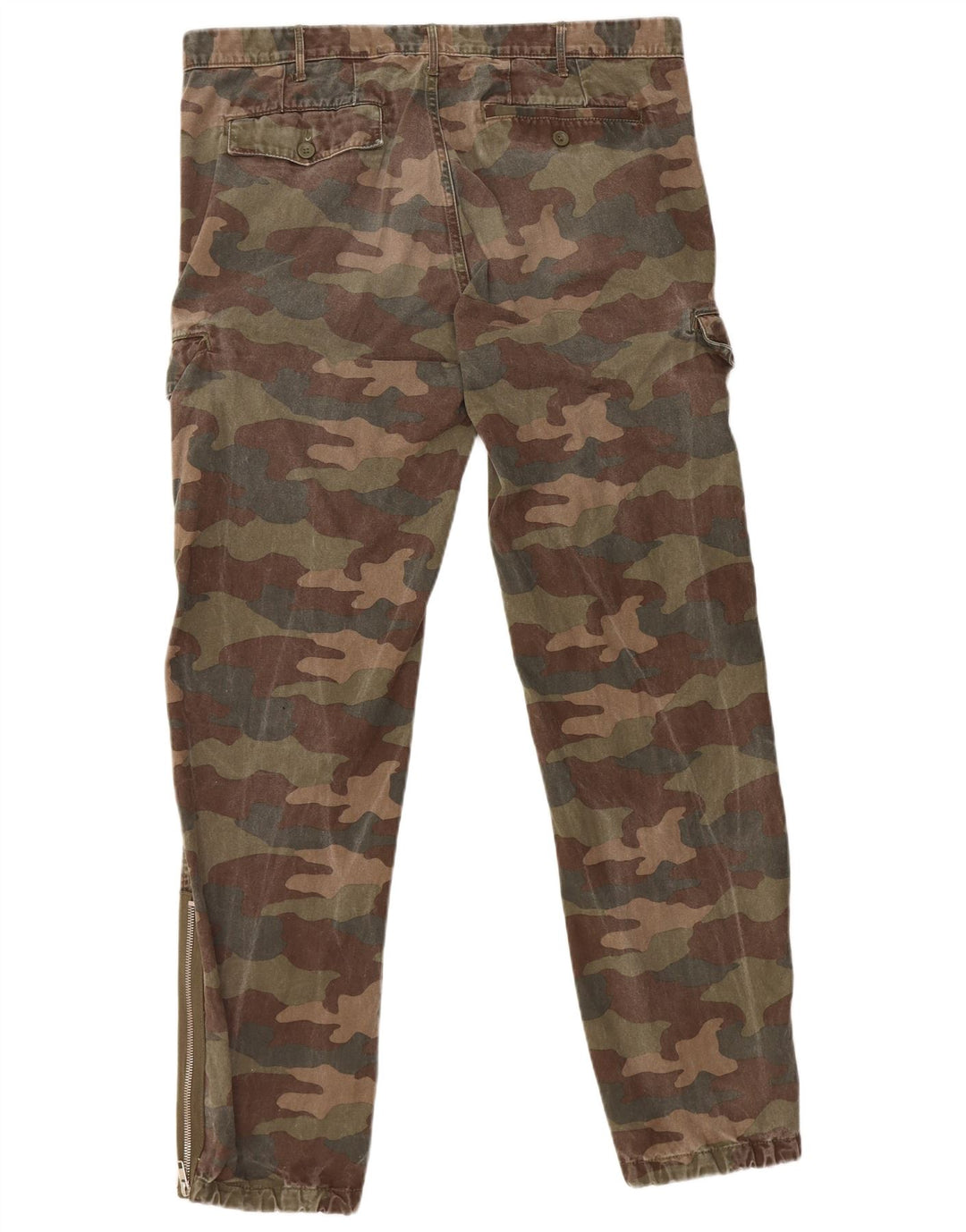 Calça cargo masculina BENETTON IT 50 grande W36 L32 camuflagem cáqui