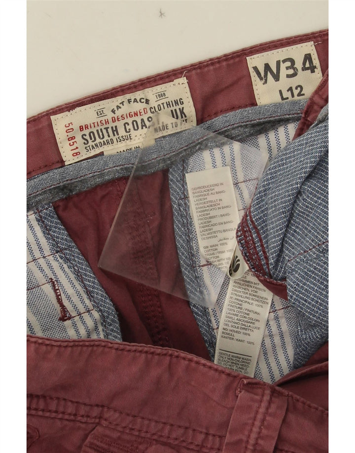 Shorts cargo masculino Fat Face W34 grande algodão vermelho