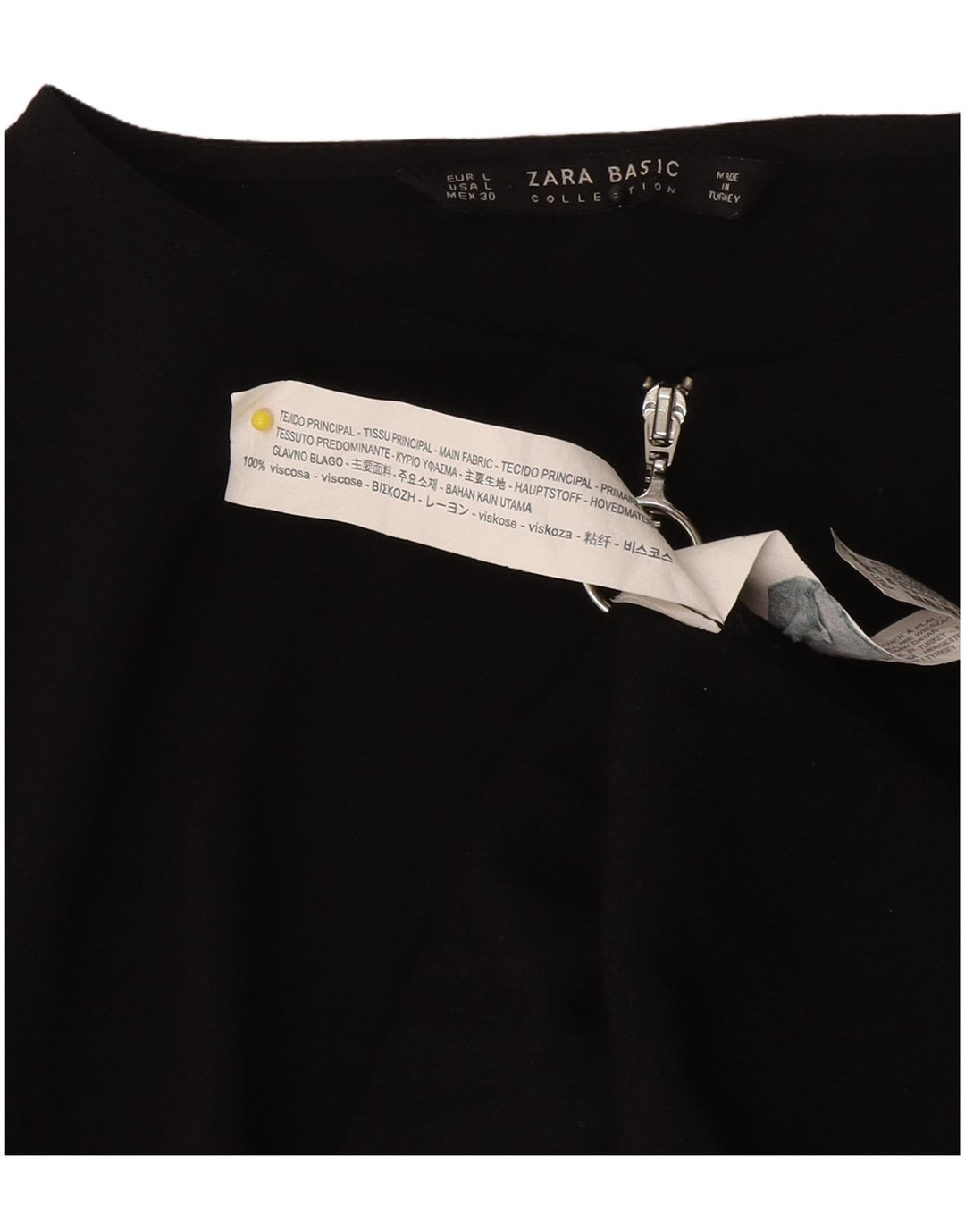 Blusa feminina Zara UK 14 grande preto colorblock viscose