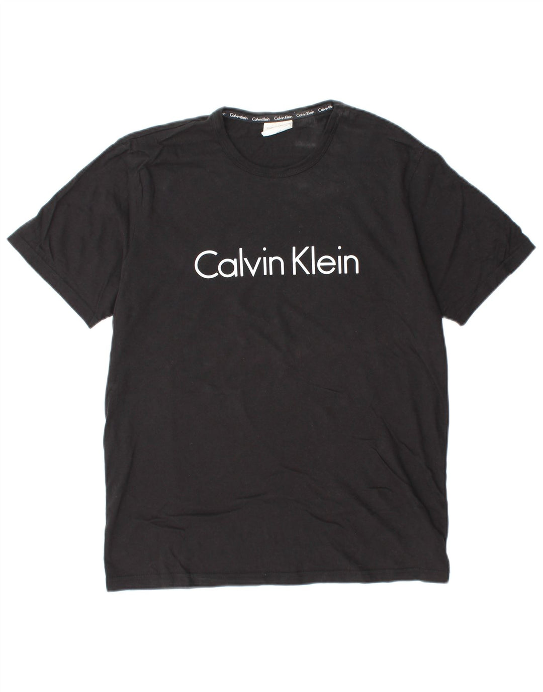 CALVIN KLEIN Camiseta masculina gráfica Top médio algodão preto