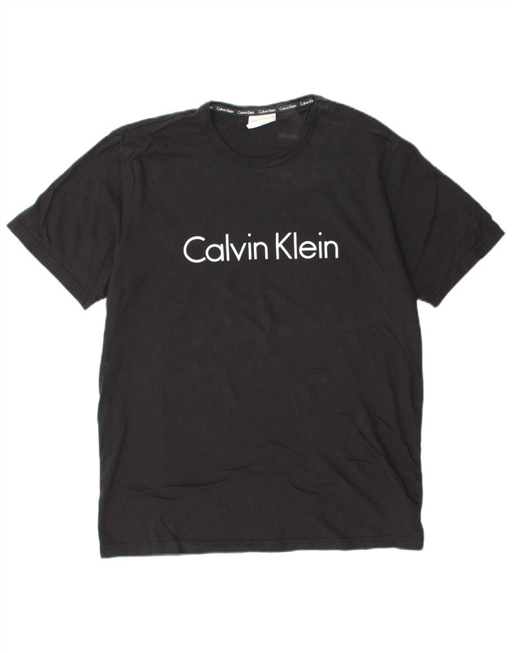 CALVIN KLEIN Camiseta masculina gráfica Top médio algodão preto