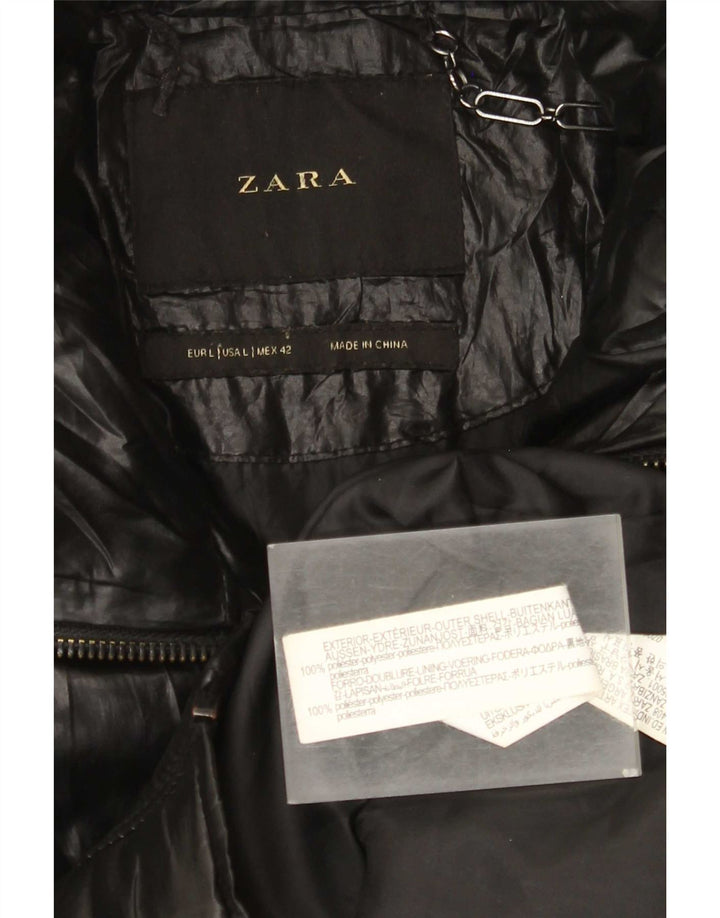Jaqueta acolchoada masculina Zara UK 40 grande poliéster preto