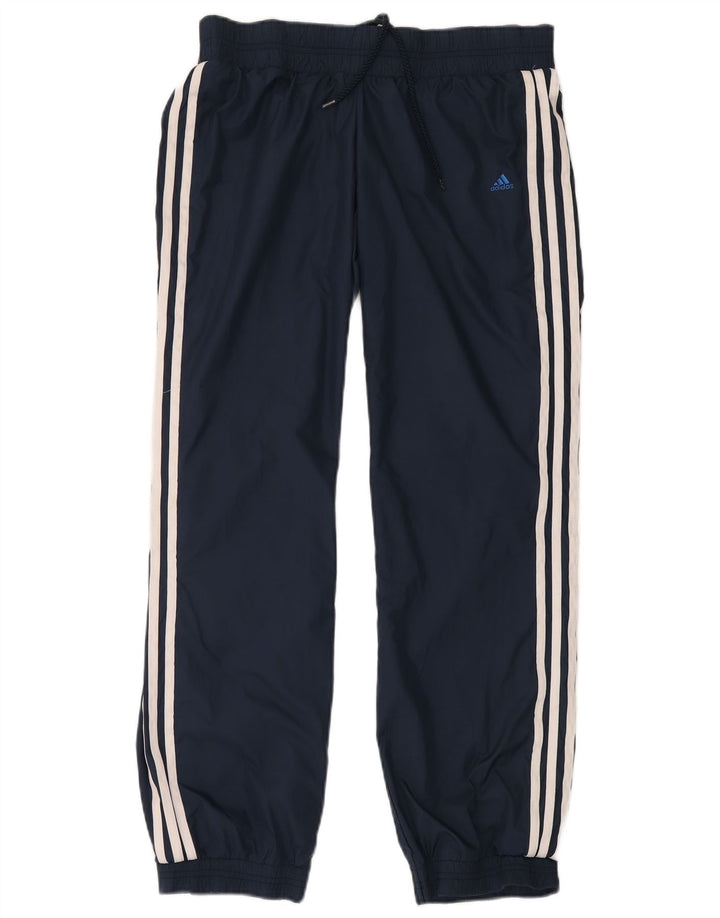 ADIDAS Calças de treino femininas joggers UK 10 pequenas azul marinho poliamida