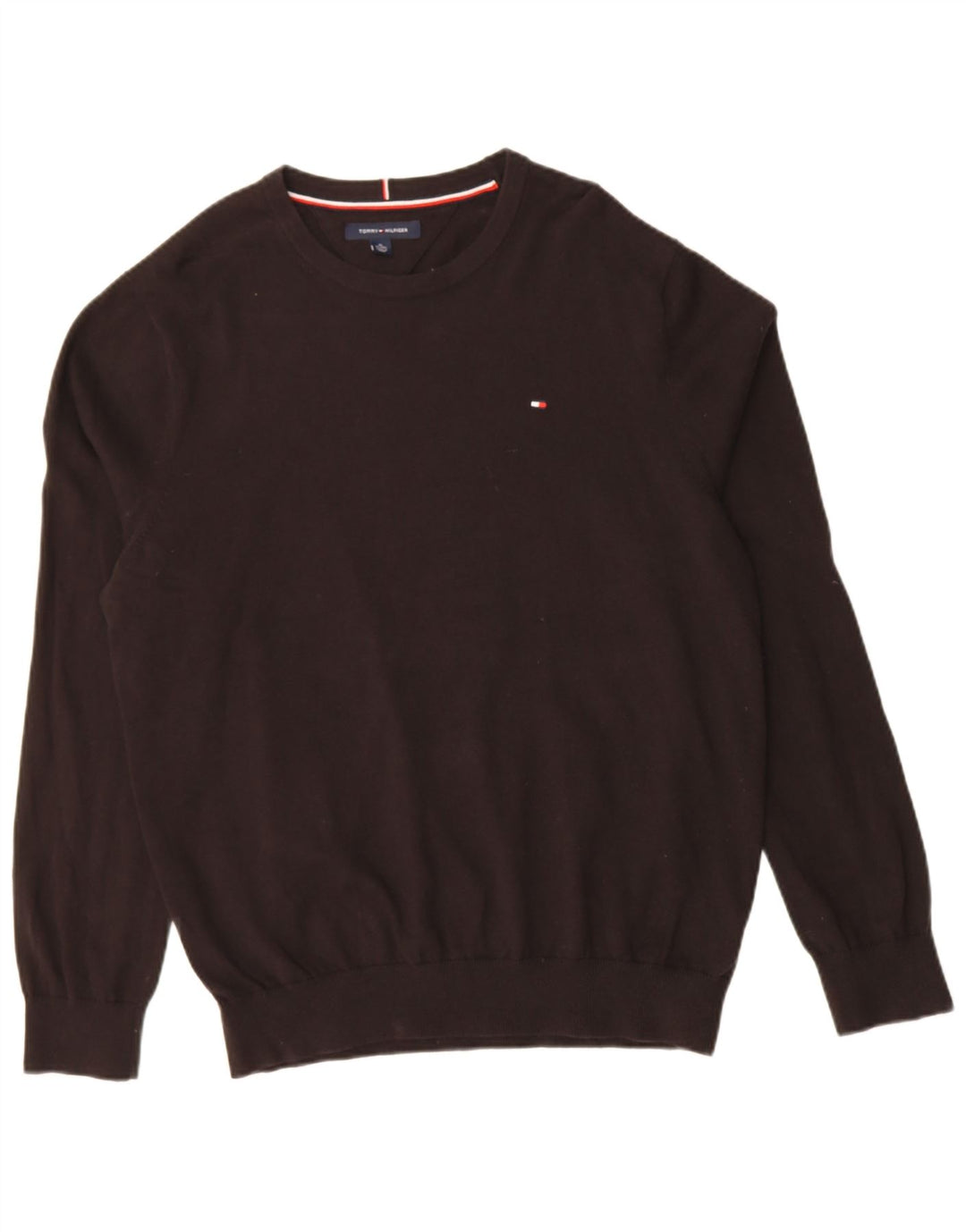 TOMMY HILFIGER Suéter masculino com gola redonda XL algodão preto
