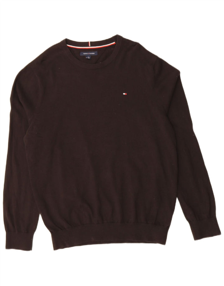 TOMMY HILFIGER Suéter masculino com gola redonda XL algodão preto