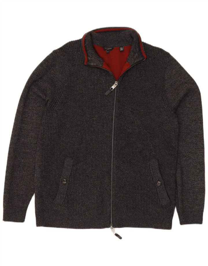 Suéter cardigã masculino TED BAKER tamanho 4 poliéster cinza grande