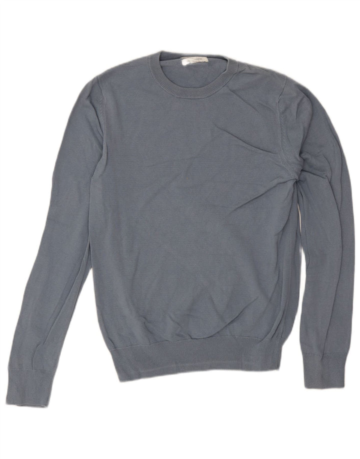 Suéter masculino Marks & Spencer com gola redonda e algodão azul pequeno