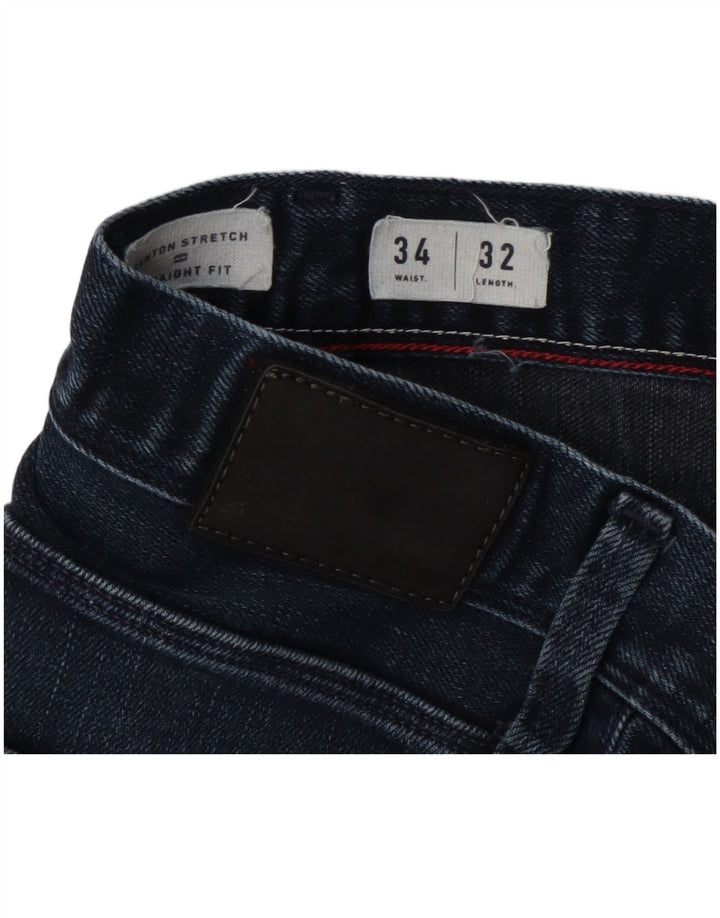 Tommy Hilfiger Masculino Denton Straight Jeans W34 L32 Azul Marinho