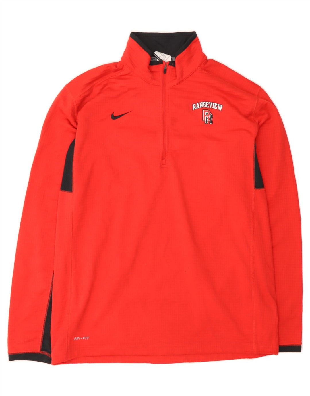 NIKE Mens Dri Fit Zip Neck Pullover Tracksuit Top XL Red Colourblock Vintage Nike and Second-Hand Nike from Messina Hembry 