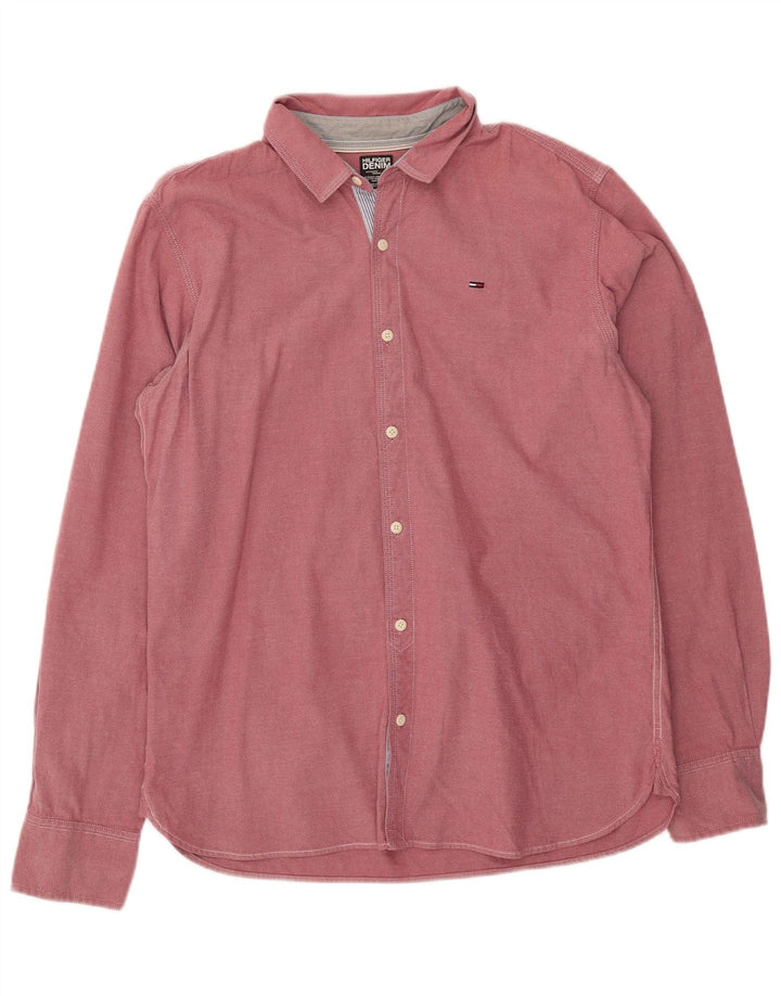 Camisa masculina Tommy Hilfiger grande algodão rosa