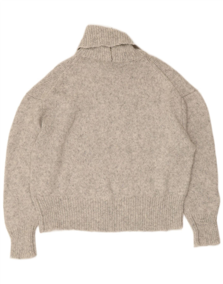 Zara Suéter feminino oversized com gola redonda Reino Unido 10 pequeno cinza acrílico