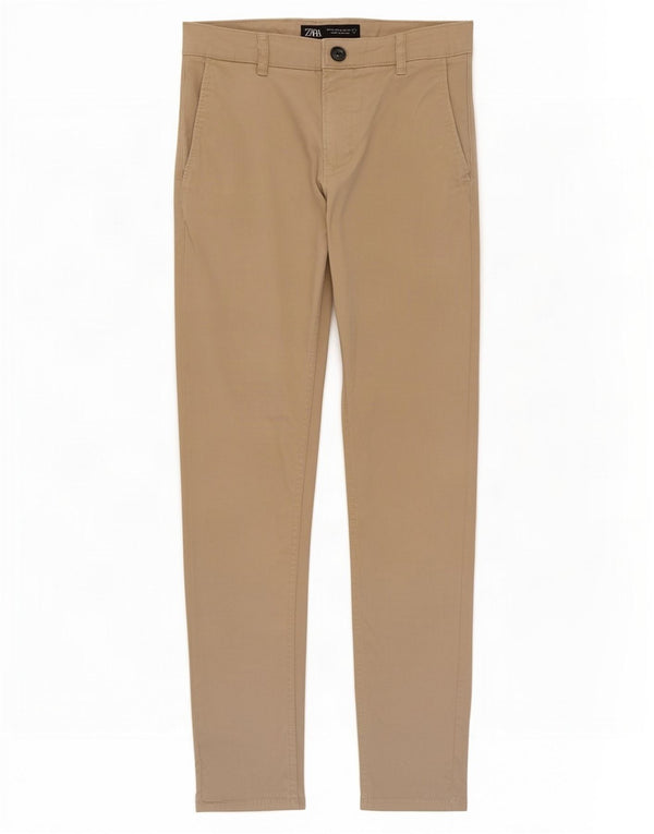 Zara Mens Slim Chino Calças EU 38 Pequeno W30 L30 Bege