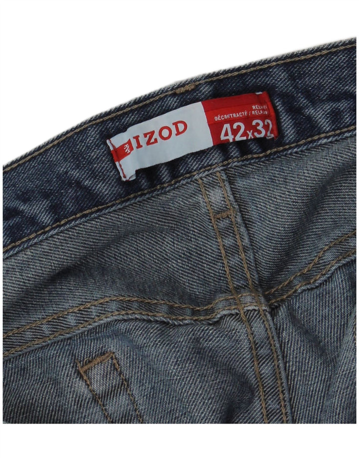 IZOD Calça jeans reta masculina W42 L32 algodão azul