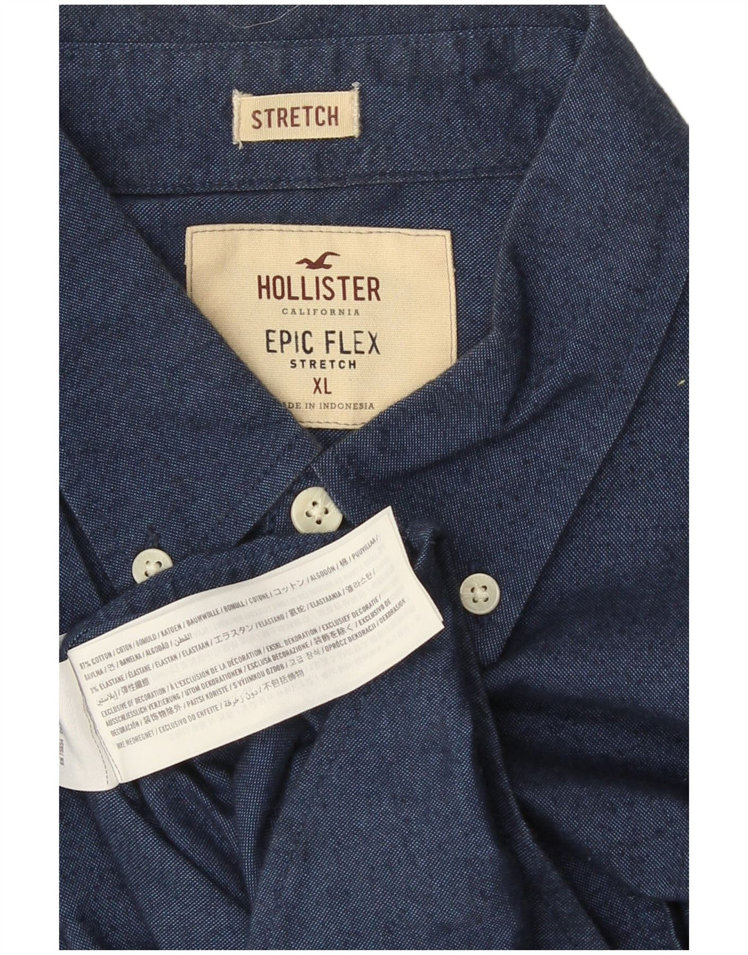 Camisa masculina Hollister XL azul algodão