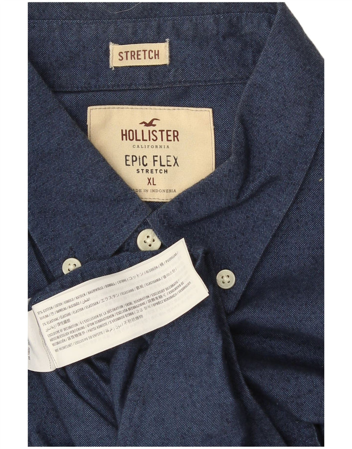 Camisa masculina Hollister XL azul algodão