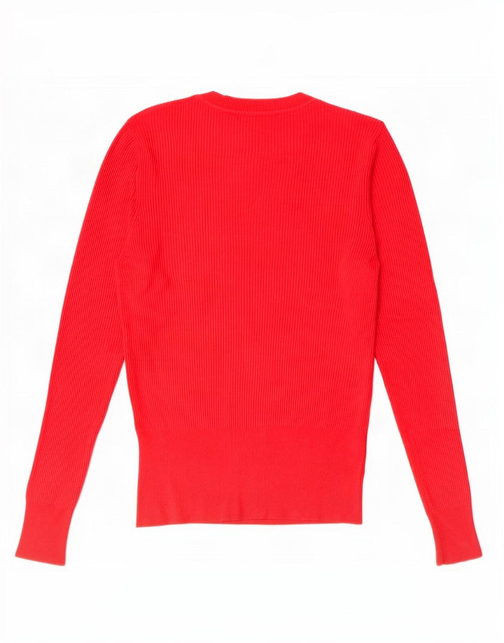 Suéter feminino Marks & Spencer com gola redonda Reino Unido 14 grande viscose vermelha
