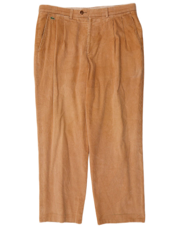 Calça masculina Lacoste Pegged Corduroy tamanho 48 XL W38 L30 algodão bege
