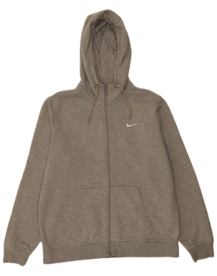 Suéter masculino NIKE com capuz e zíper grande cinza algodão
