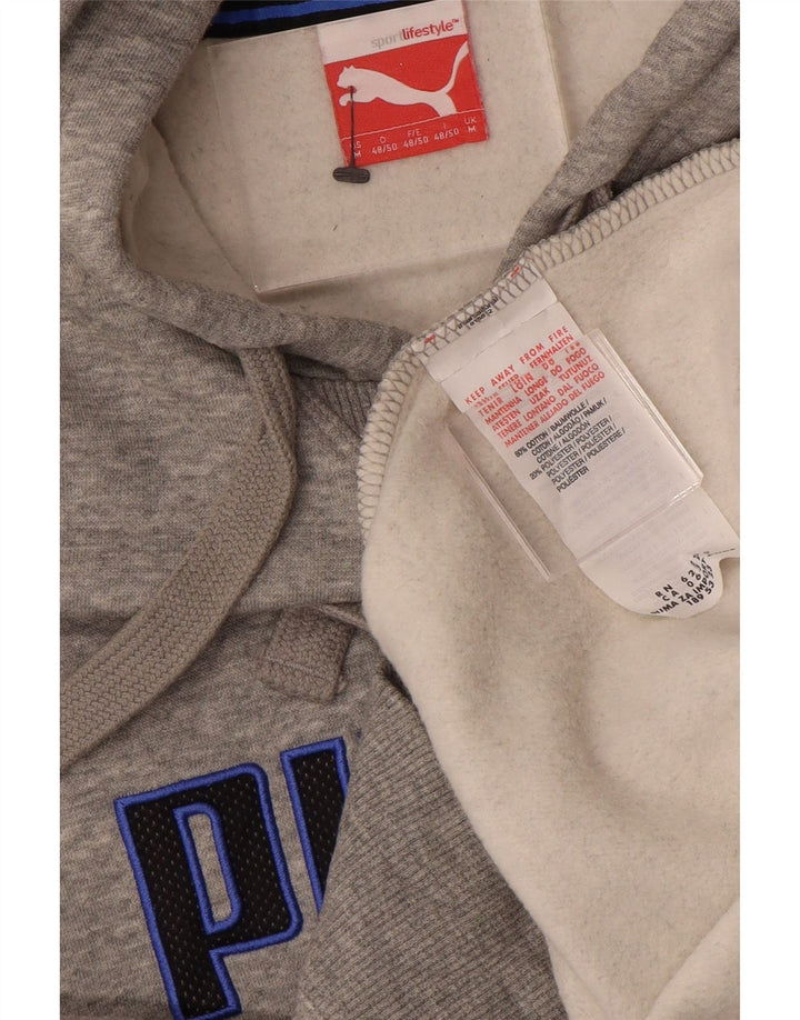PUMA Mens Graphic Hoodie Jumper Médio Algodão Cinza