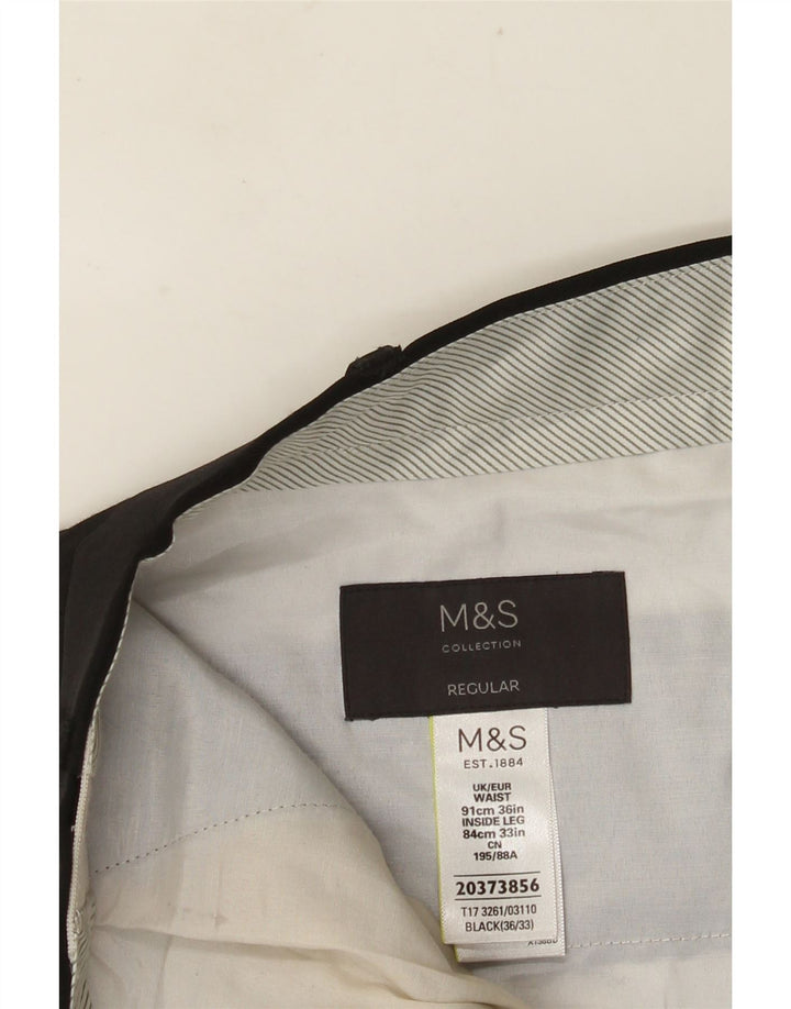 Calça masculina de ajuste regular MARKS & SPENCER W36 L33 poliéster preto