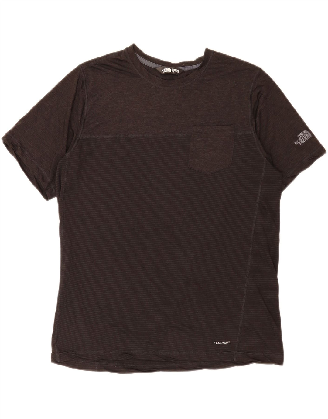 Camiseta masculina The North Face grande poliéster listrado cinza