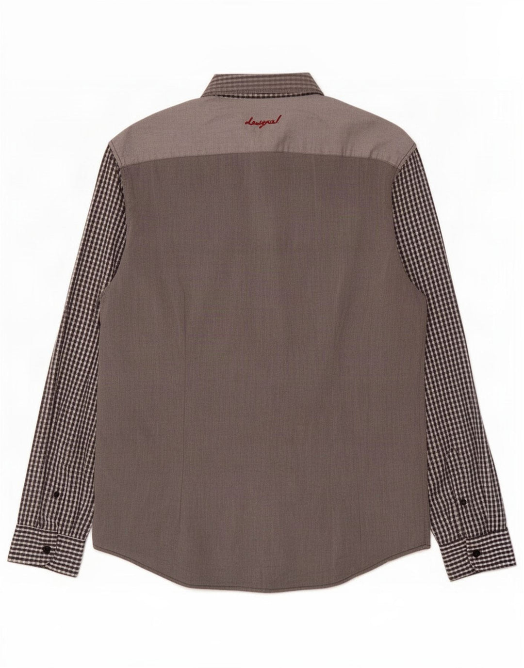 Camisa Slim Masculina Desigual Grande Algodão Xadrez Cinza