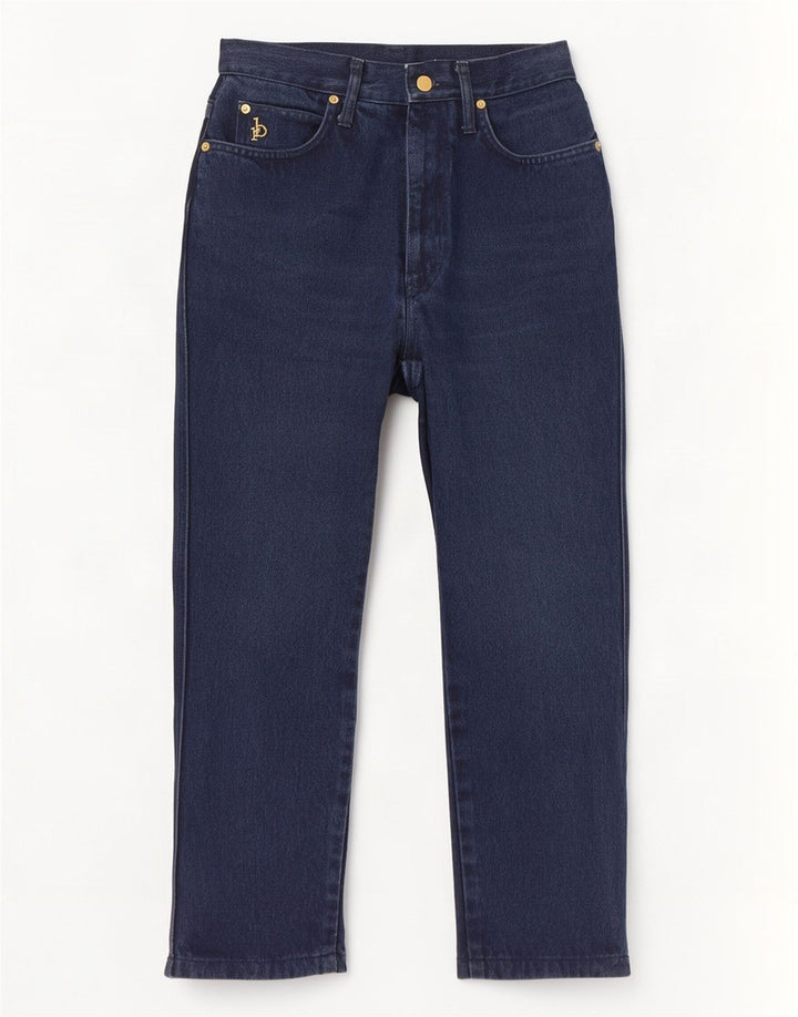 Calça jeans reta feminina Roccobarocco IT 42 médio W28 L25 azul marinho