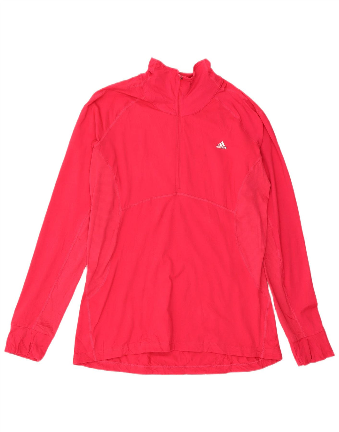 ADIDAS Womens Climalite Zip Neck Pullover Treino Top Reino Unido 20/22 XL Vermelho