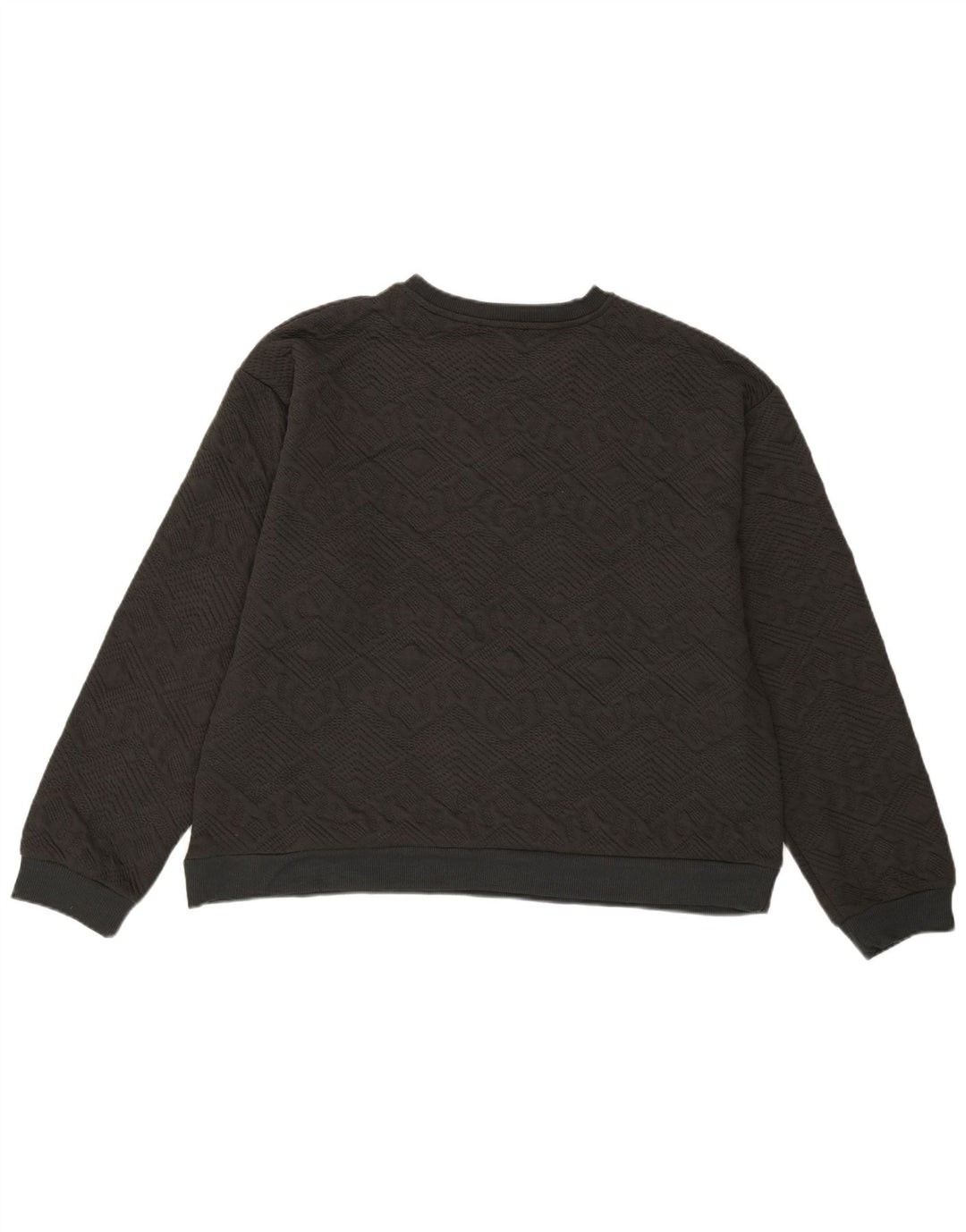 Suéter feminino Zara UK 14 poliéster geométrico cinza grande