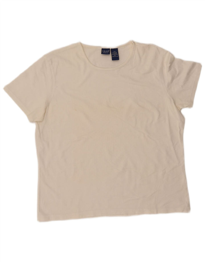 Camiseta feminina IZOD UK 18 XL algodão branco