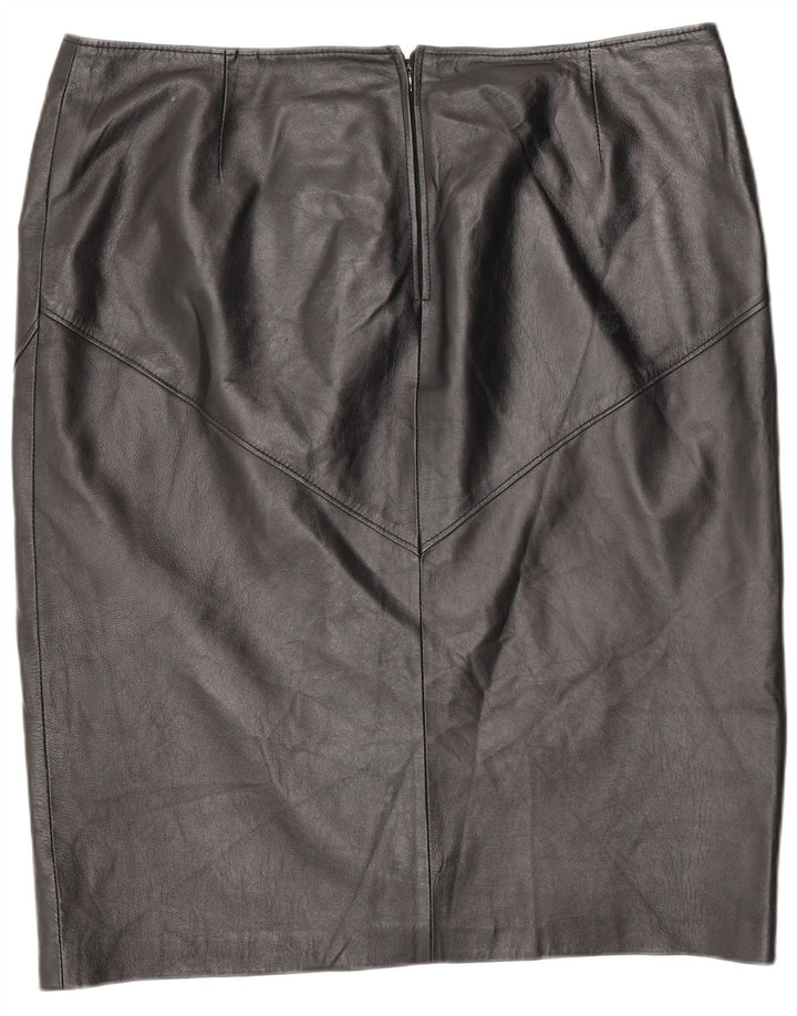 Saia de couro feminina vintage W42 3XL preta