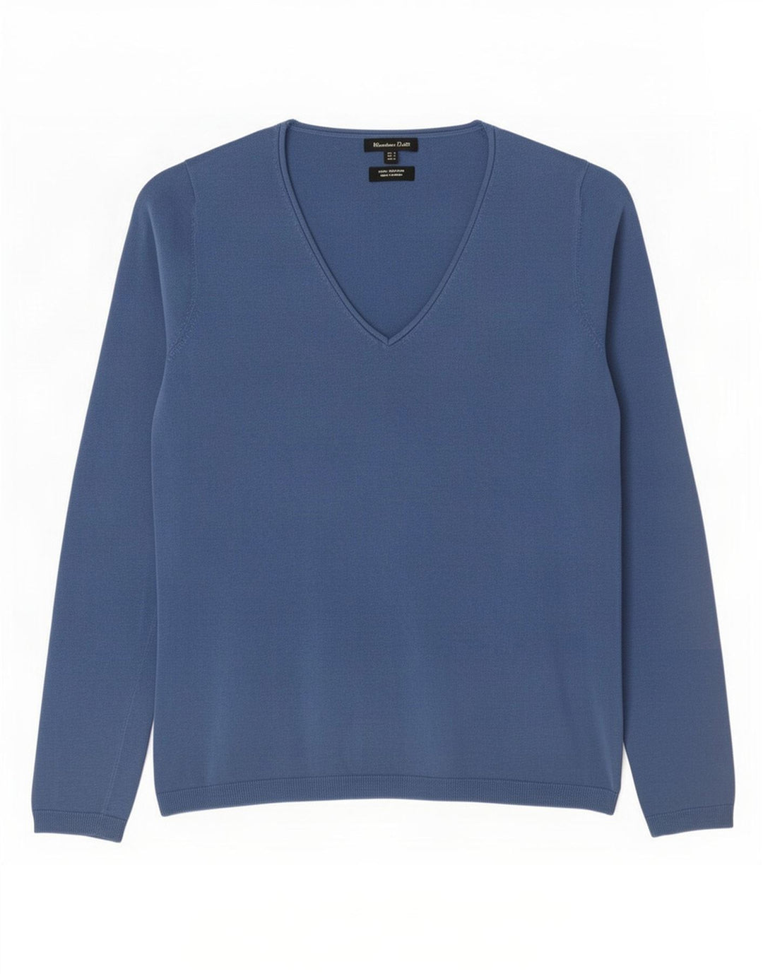 Suéter feminino Massimo Dutti com decote em V Reino Unido 10 algodão azul pequeno