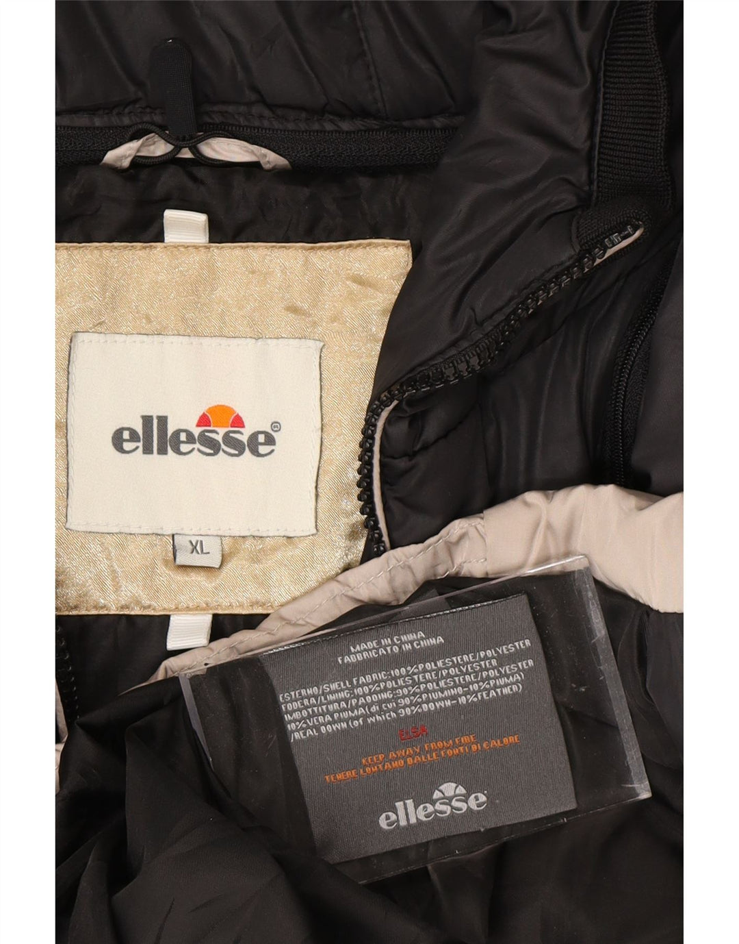 Jaqueta feminina acolchoada com capuz ELLESSE UK 18 XL poliéster cinza