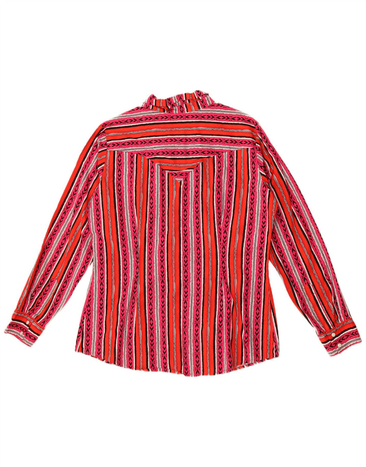 Camisa retrô feminina Wrangler UK 16 grande algodão listrado multicolorido