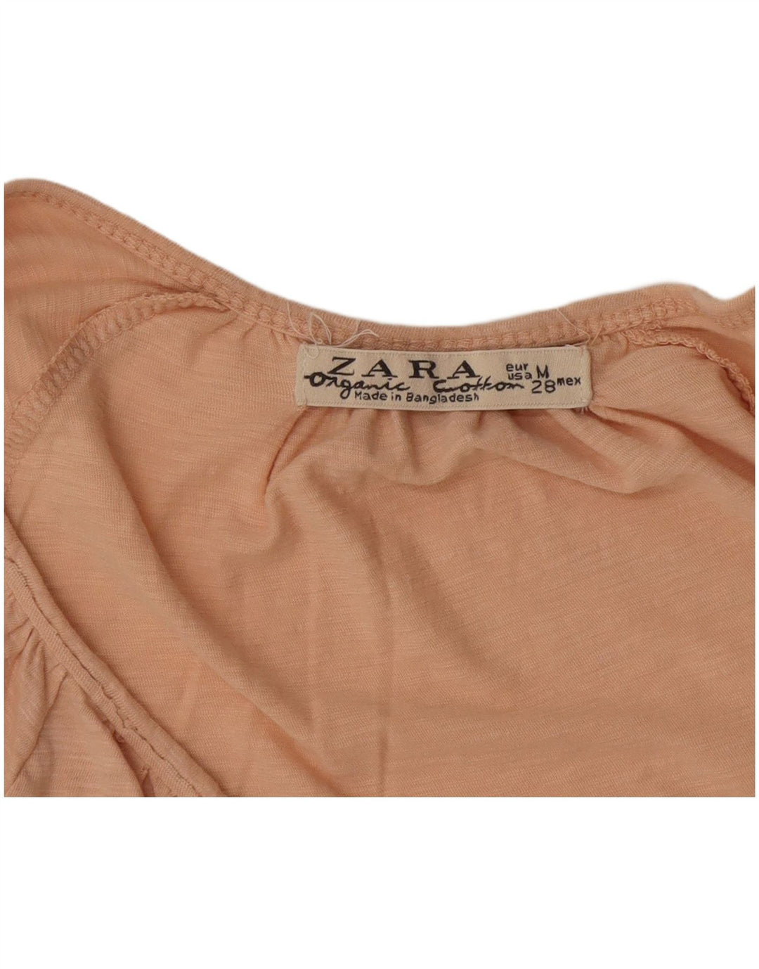 Top feminino Zara de manga comprida UK 12 médio rosa manchado