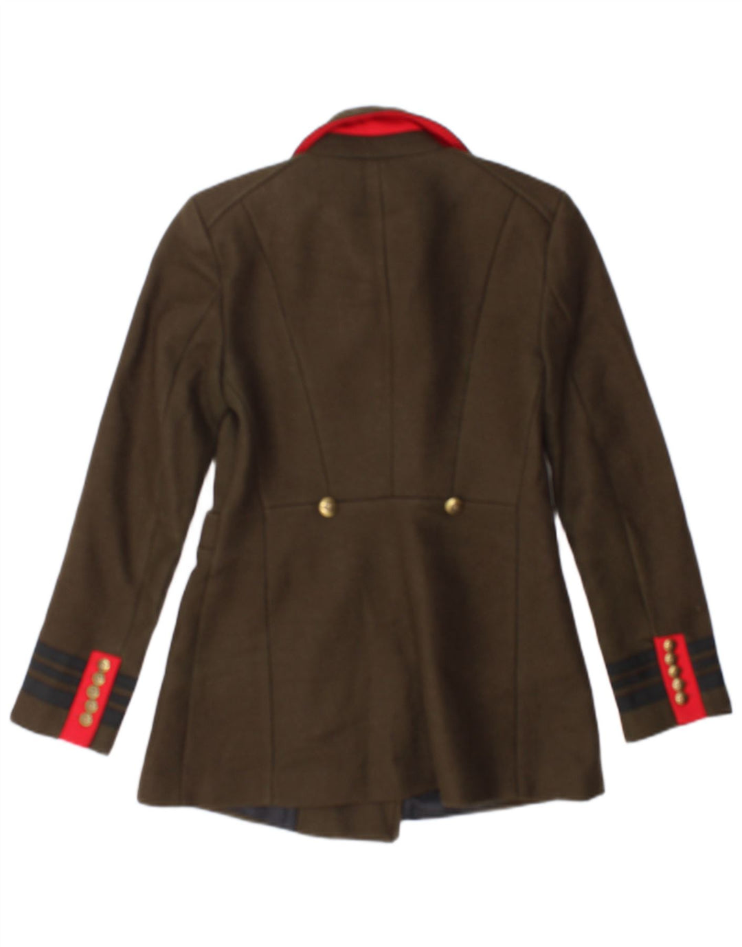 Jaqueta blazer feminina Zara com peito duplo UK 10 pequena listrada cáqui
