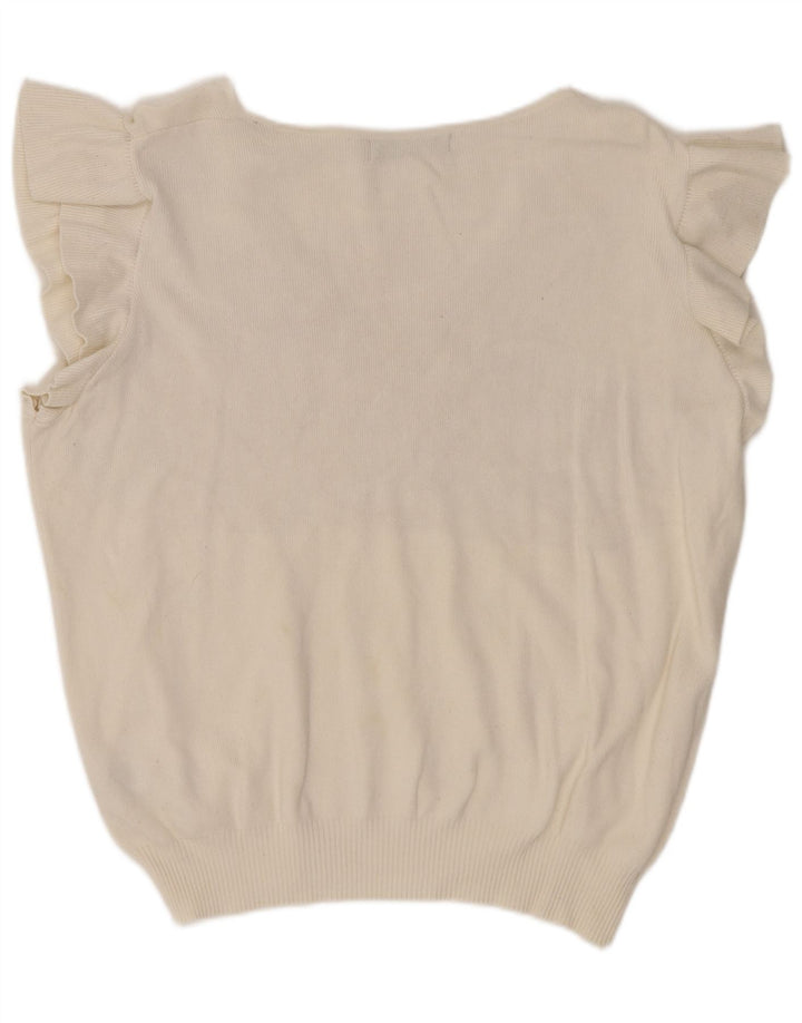 Blusa feminina sem mangas Marks & Spencer Reino Unido 14 médio off white viscose