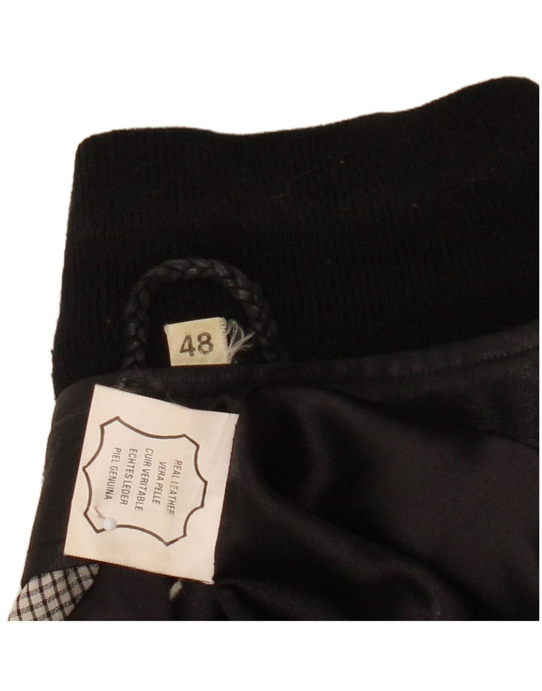 Jaqueta de couro masculina vintage IT 48 média preta