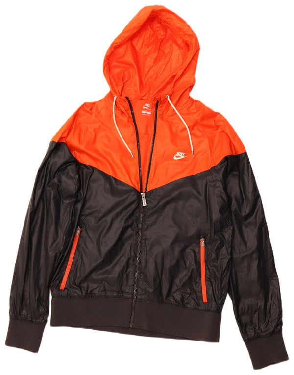 NIKE Mens Hooded Tracksuit Top Jacket Médio Preto Colourblock Poliéster