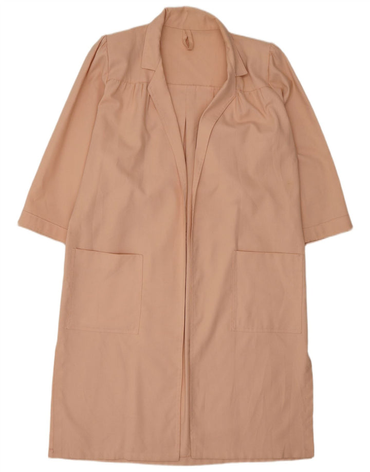 Sobretudo aberto feminino vintage UK 16 grande rosa