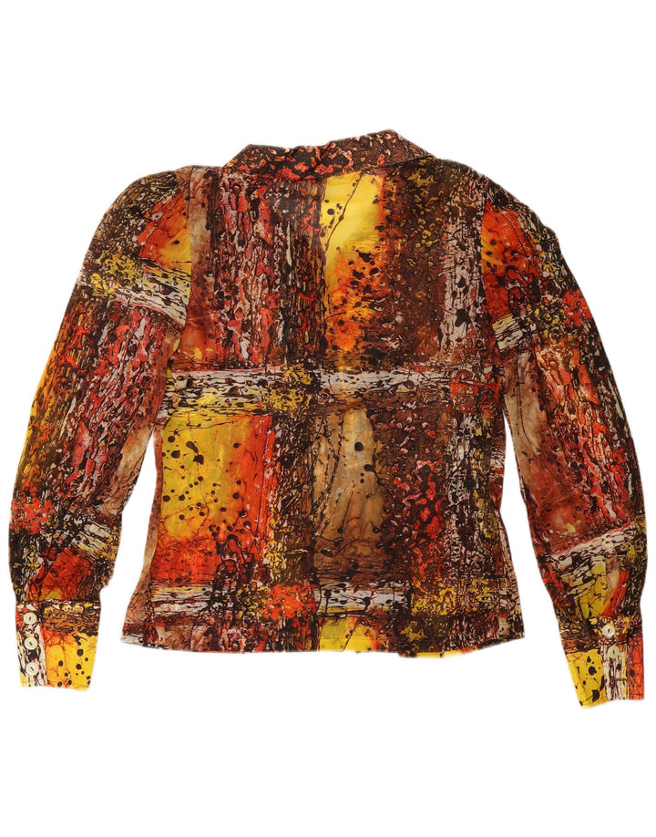 Blusa feminina vintage com estampa abstrata UK 12 média multicolorida