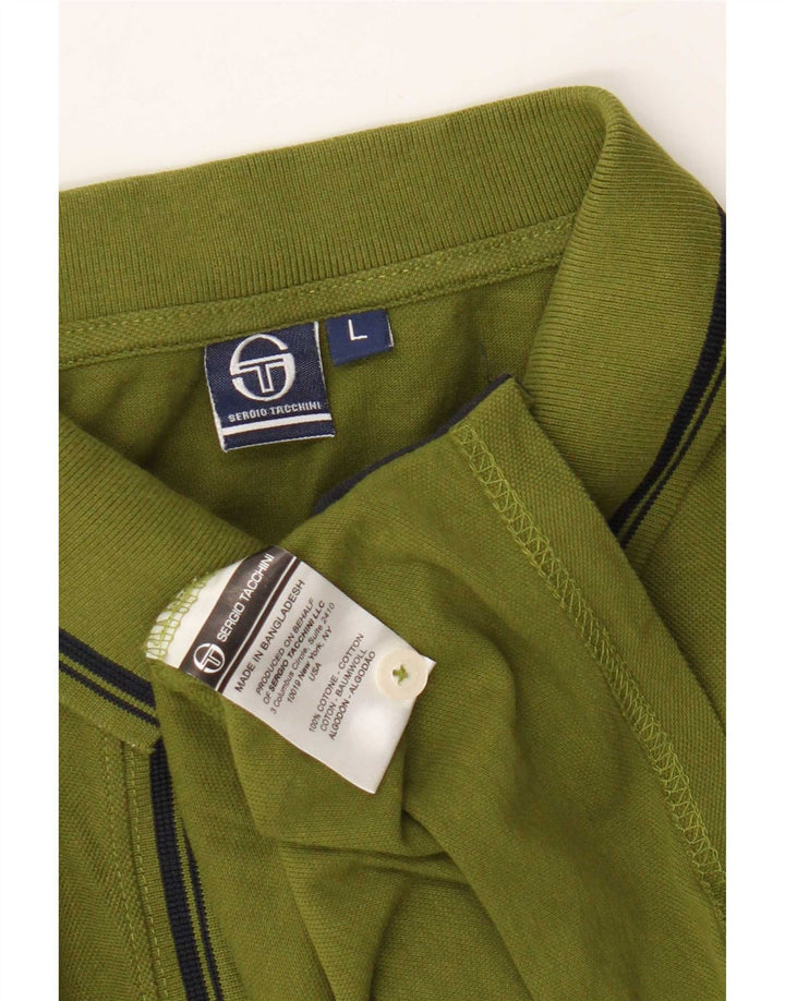 Camisa polo masculina Sergio Tacchini grande algodão cáqui