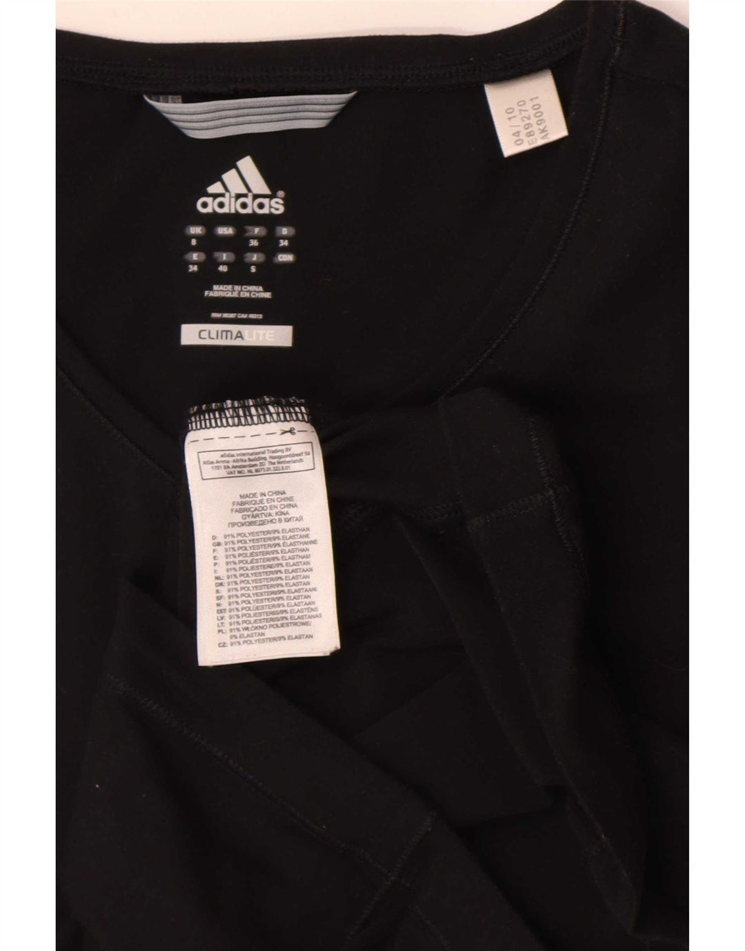 Adidas Womens Climalite T-Shirt Top UK 8 Pequeno Poliéster Preto
