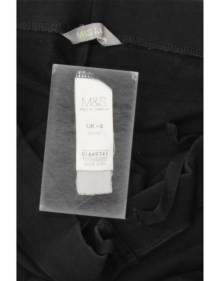 Calça de treino feminina Marks & Spencer UK 8 pequena de algodão preto